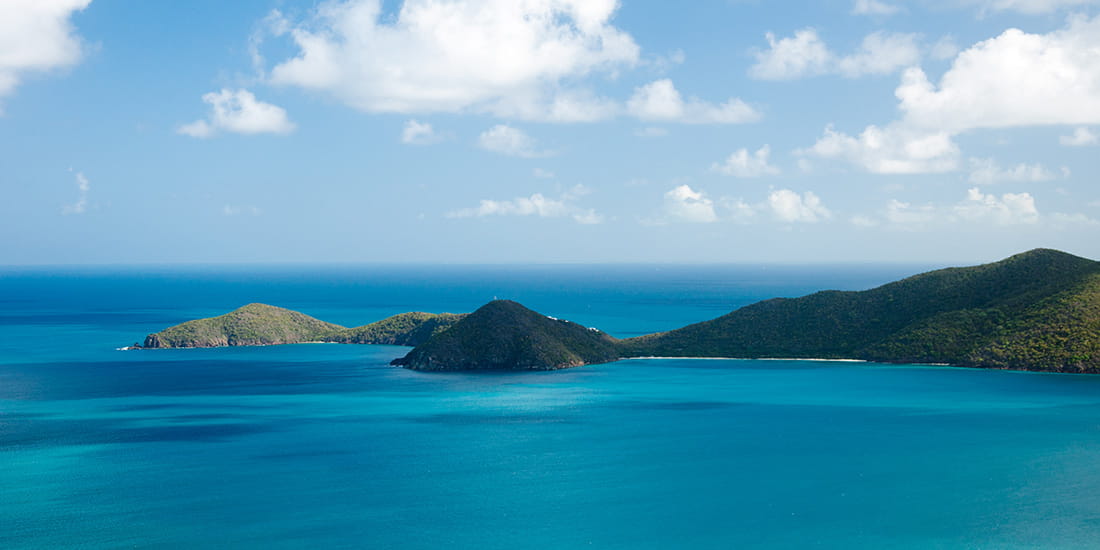 Tropical landscape in Tortola, which is part of the British Virgin Islands in the Caribbean sea